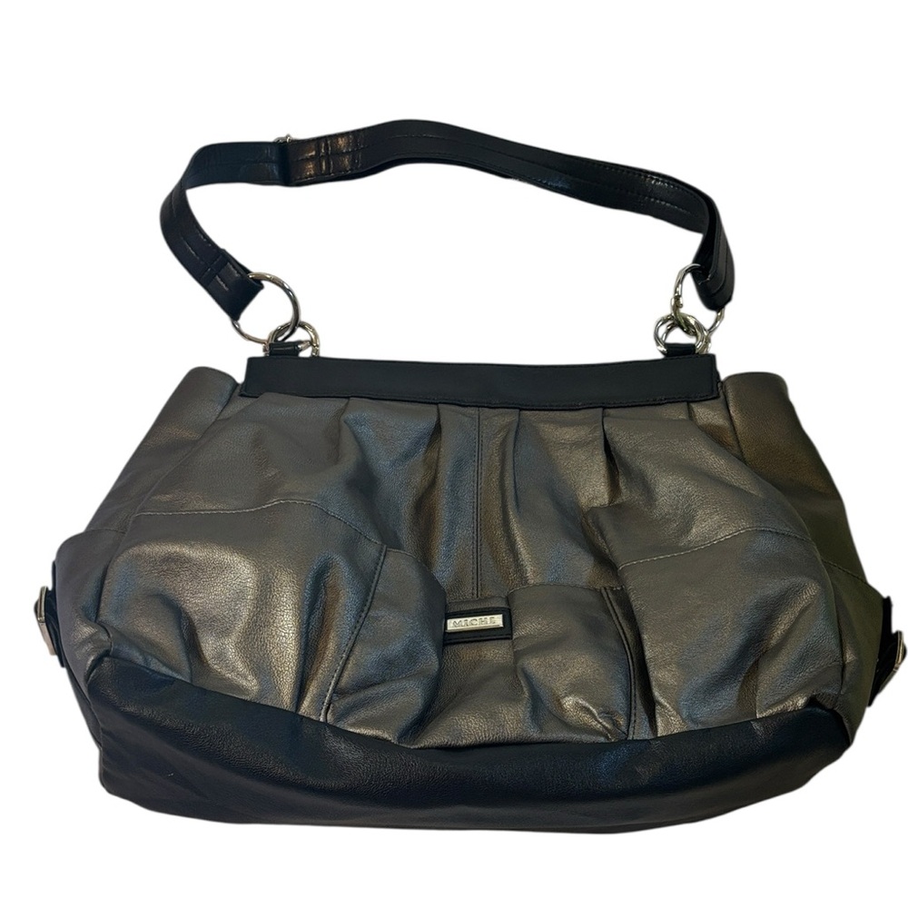 Miche Grey Metallic Prima Faux Leather Shoulder Bag​  Women Color Grey EUC